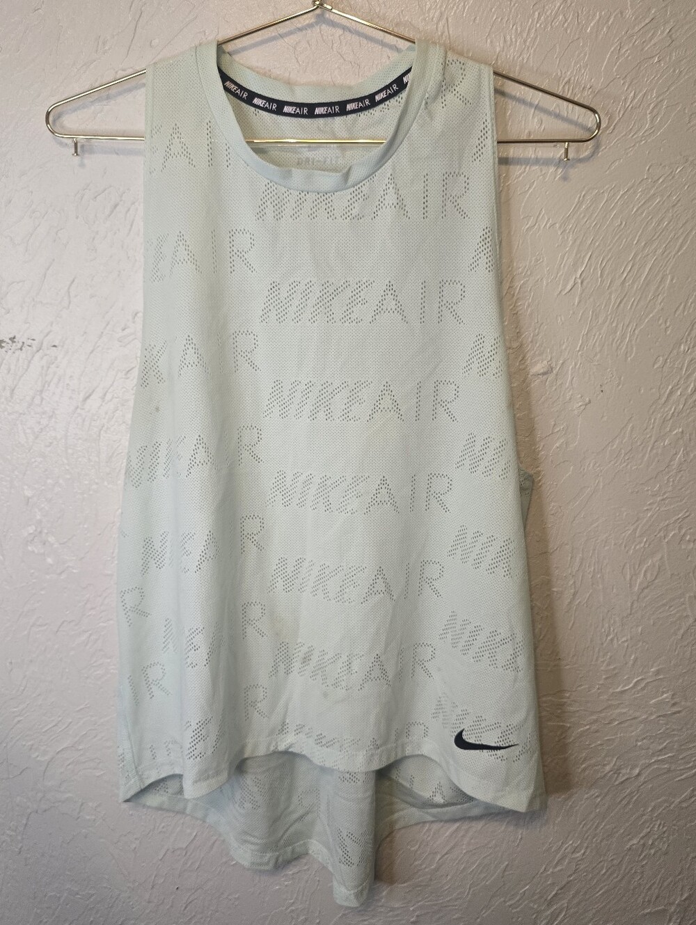 Nike Air Dri-FIT Perforated Running Tank Top Mint Green Mesh Medium